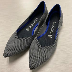 Rothy’s, The Point, women’s Size 9, with added insole. Black & white.